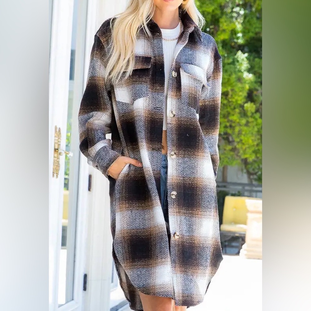 long plaid shacket